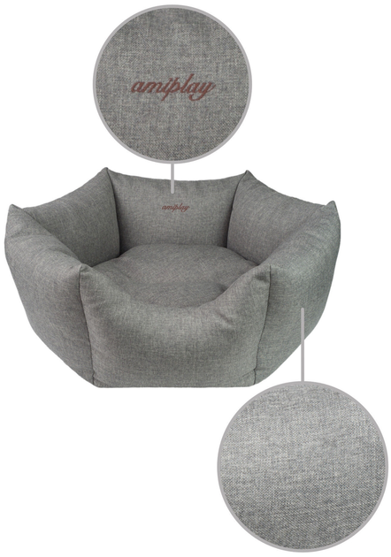 Legowisko dla psa Amiplay Korona Palermo L Jasnoszary (5907563247659) - obraz 2