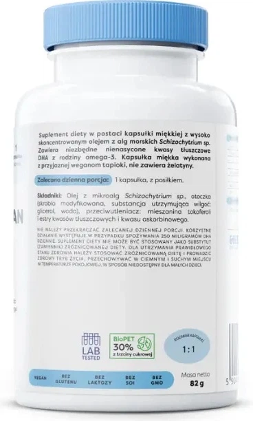Suplement diety Osavi Omega-3 Vegan 250 mg DHA 120 kapsułek (5904139920435 / 5904139920428) - obraz 2
