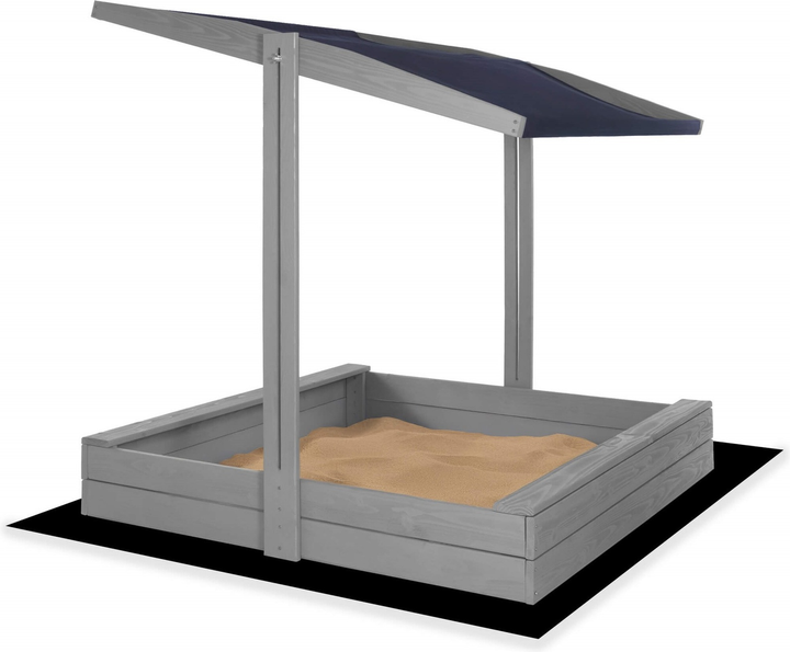 Дерев’яна пісочниця Springos з дахом, функцією закриття, лавками та полотном 120 x 120 см Сіра (5907719499369) - зображення 5