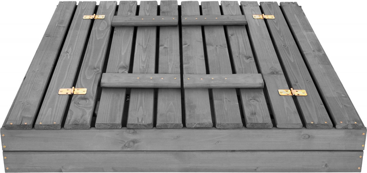 Дерев’яна пісочниця Springos просочена з кришкою, лавками, брезентом та підстилкою 120 x 120 см (5908455302340) - зображення 2