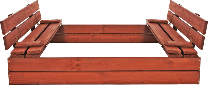 Дерев’яна пісочниця Springos просочена з кришкою, лавками, брезентом та полотном 120 x 120 см (5907719499321) - зображення 1