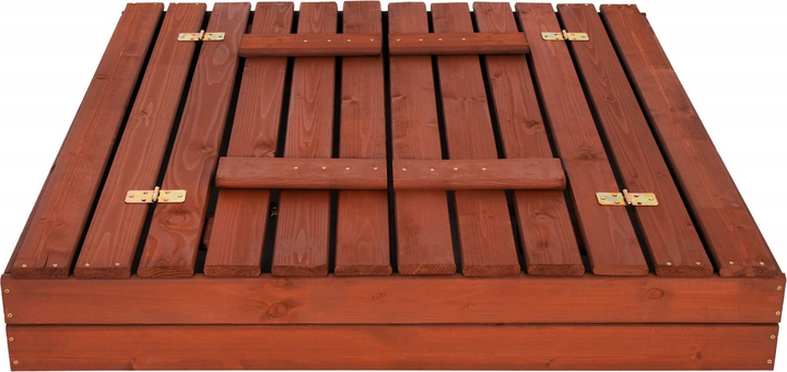 Дерев’яна пісочниця Springos просочена з кришкою, лавками, брезентом та полотном 120 x 120 см (5907719499321) - зображення 2