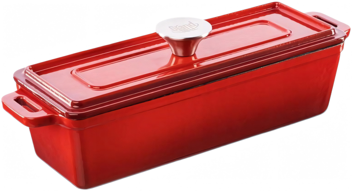 Naczynie do zapiekania Grand Feu żeliwne z pokrywką czerwone 35.4x11 cm (4779039717918) - obraz 1