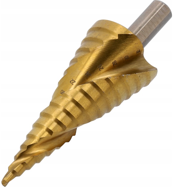 Wiertło stopniowe YATO YT-44748 spiralne do metalu choinkowe stożkowe HSS 4-32 mm (5906083116803) - obraz 3