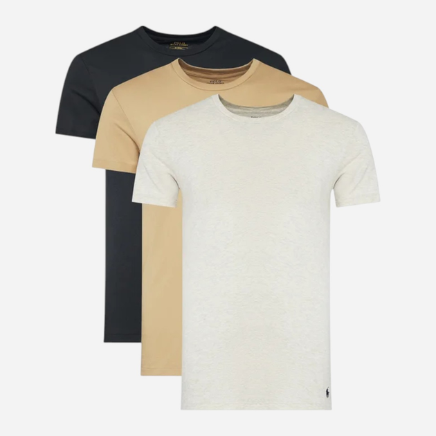 Набір футболок натільних чоловічих великих розмірів бавовняних Polo Ralph Lauren 714830304044 2XL 3 шт Чорний/Білий/Бежевий (3616853857523) - зображення 1