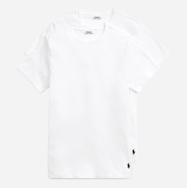 Набір футболок натільних чоловічих великих розмірів бавовняних Polo Ralph Lauren 714835960002 XL 2 шт Білий (3616531385041) - зображення 1