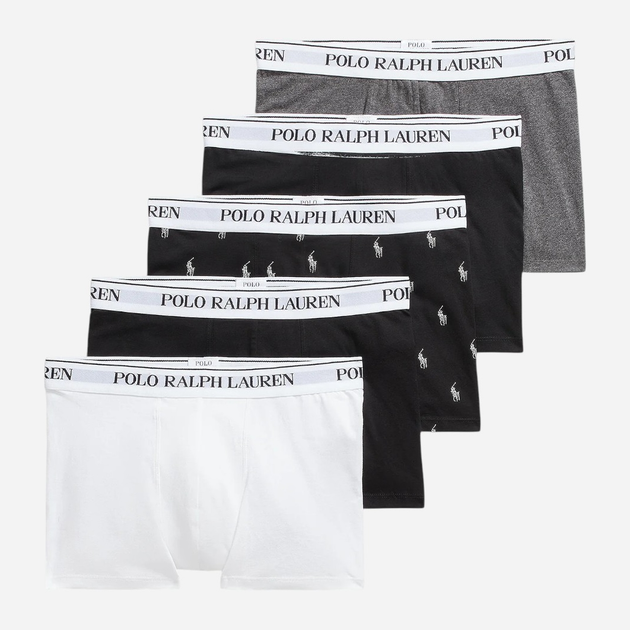 Набір трусів-боксерів чоловічих бавовняних Polo Ralph Lauren 714864292017 L 5 шт Чорний/Білий/Сірий (3616853151218) - зображення 1