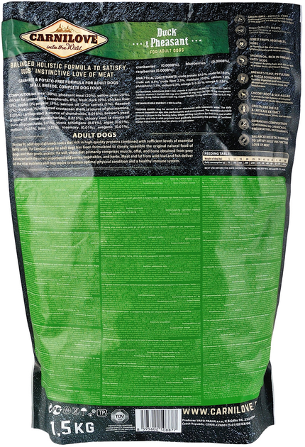 Sucha karma dla dorosłych psów Carnilove Kaczka i Bażant 1.5 kg (8595602508877) - obraz 2