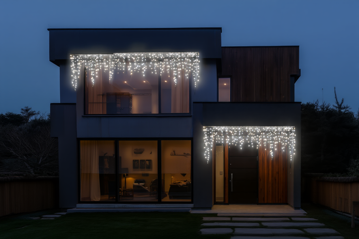Уличная светодиодная гирлянда Бахрома 36 м 600 LED от сети, черный провод, белый свет - изображение 3