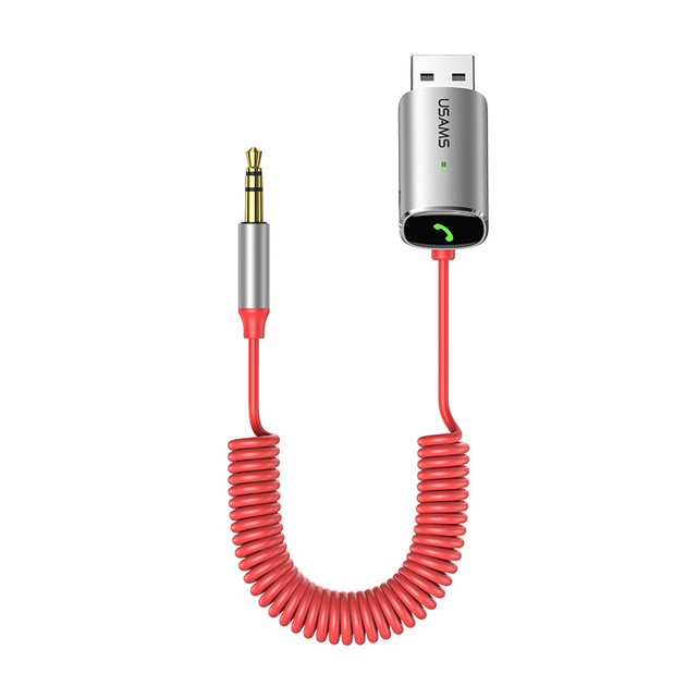 Аудио-адаптер Bluetooth aux гарнитура в машину адаптер USAMS US-SJ504 |BT5.0, TF Card| Красный - Фото 1 Аудио-адаптер Bluetooth aux гарнитура в машину адаптер USAMS US-SJ504 |BT5.0, TF Card| Красный - изображение 1
