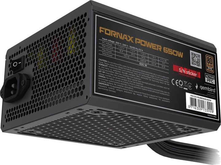 Блок живлення Gembird Fornax Power Bronze Industrial 650W (CCC-PSUBRONZE-650W-10) - зображення 2
