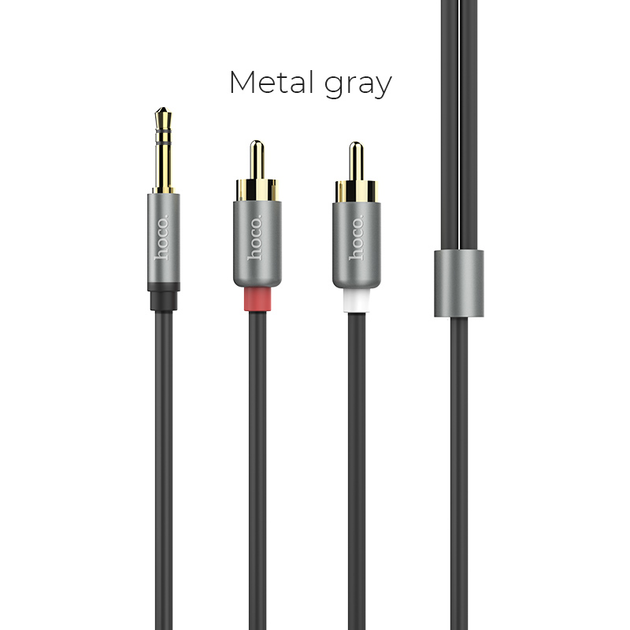 Аудиокабель 3.5мм HOCO UPA10 Double lotus rca audio cable to 3.5mm AUX-RCA(тюльпаны) 150см Черный - изображение 2