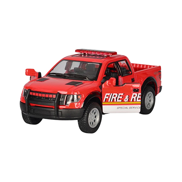 Металевий інерційний пікап Ford F-150 SVT Raptor Supercrew Police/Fire 5", відкриваються двері - Фото 1 Металевий інерційний пікап Ford F-150 SVT Raptor Supercrew Police/Fire 5", відкриваються двері - зображення 1