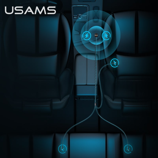 Автомобильное зарядное устройство в прикуриватель (автозарядка) USAMS Dual USB 3-in-1 C22 |2USB 3.4A| Черный - изображение 10