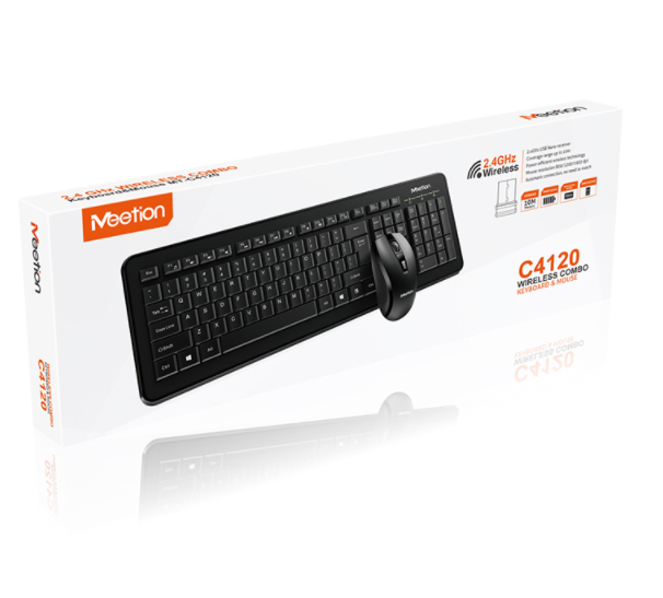 Беспроводная клавиатура и мышь Combo MeeTion 2in1 Wireless 2.4G MT-C4120 |RU/EN раскладки| Черный - Фото 11 Беспроводная клавиатура и мышь Combo MeeTion 2in1 Wireless 2.4G MT-C4120 |RU/EN раскладки| Черный - изображение 11