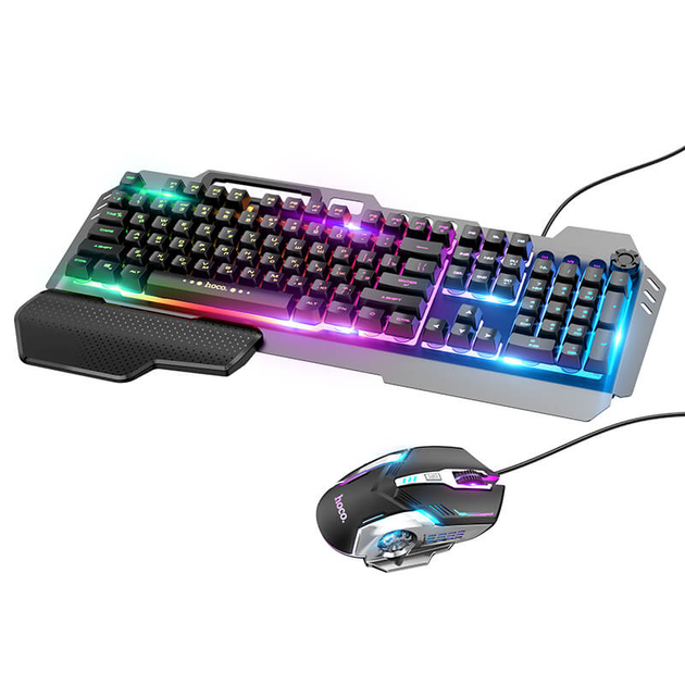 Игровой набор Gaming Combo 2-in-1 клавиатура+мышь HOCO RGB GM12 Черный - Фото 2 Игровой набор Gaming Combo 2-in-1 клавиатура+мышь HOCO RGB GM12 Черный - изображение 2