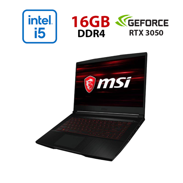Игровой ноутбук MSI GF63 Thin 10UC-675NEU / 15.6" (1920x1080) IPS / Intel Core i5-10500H (6 (12) ядер по 2.5 - 4.5 GHz) / 16 GB DDR4 / 480 GB SSD / nVidia GeForce RTX 3050, 4 GB GDDR6, 128-bit / WebCam б/у - Фото 1 Игровой ноутбук MSI GF63 Thin 10UC-675NEU / 15.6" (1920x1080) IPS / Intel Core i5-10500H (6 (12) ядер по 2.5 - 4.5 GHz) / 16 GB DDR4 / 480 GB SSD / nVidia GeForce RTX 3050, 4 GB GDDR6, 128-bit / WebCam б/у - изображение 1