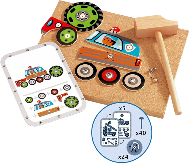 Drewniana przybijanka-układanka Djeco Pojazdy (DJ06641) - obraz 4