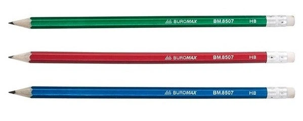 Карандаш графитовый Buromax НB с ластиком микс 3 диз (BM.8507) - Фото 3 Карандаш графитовый Buromax НB с ластиком микс 3 диз (BM.8507) - изображение 3