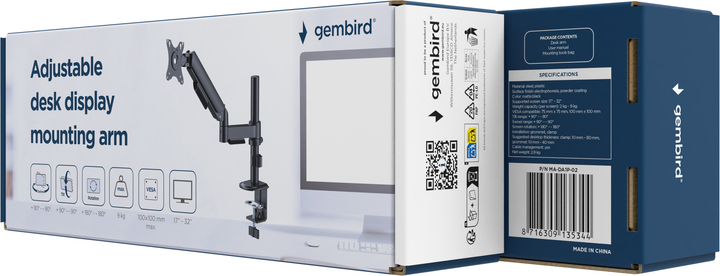 Настільне кріплення для монітора Gembird  MA-DA1P-02 17” - 32” (MA-DA1P-02) - зображення 5