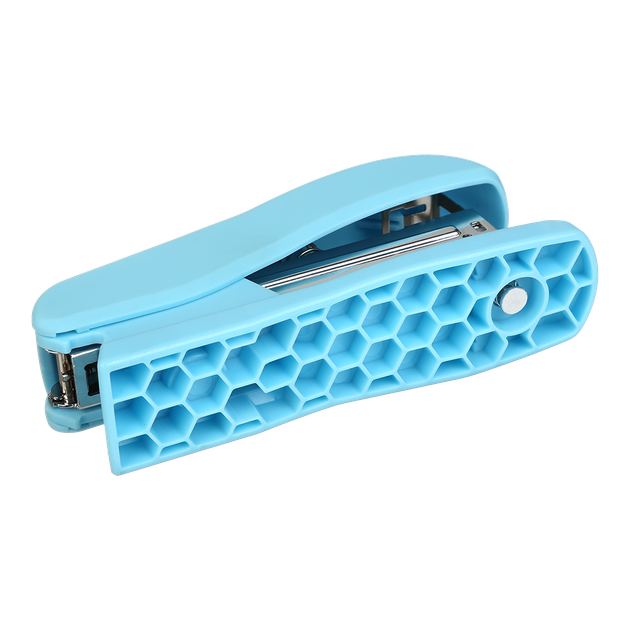 Степлер пластиковый, RUBBER TOUCH, 20 л., (скобы №24; 26), 127х54х33 мм, голубой - изображение 5