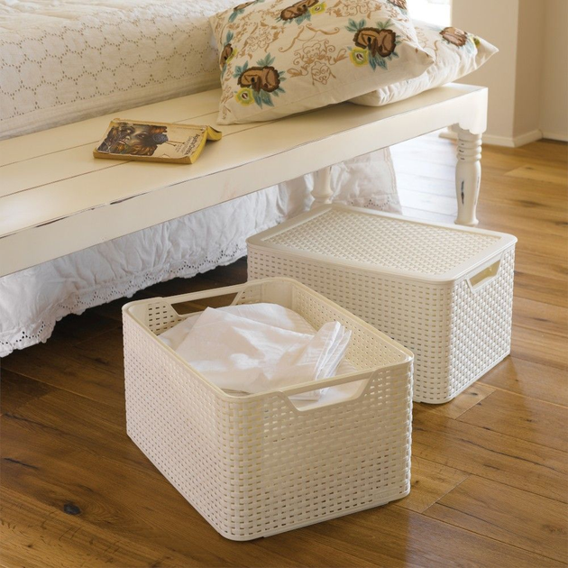 Кошик для зберігання Curver 205862 прямокутний з кришкою L Кремовий (3253923619027) - зображення 3