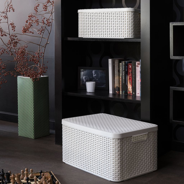 Кошик для зберігання Curver 205862 прямокутний з кришкою L Кремовий (3253923619027) - зображення 4