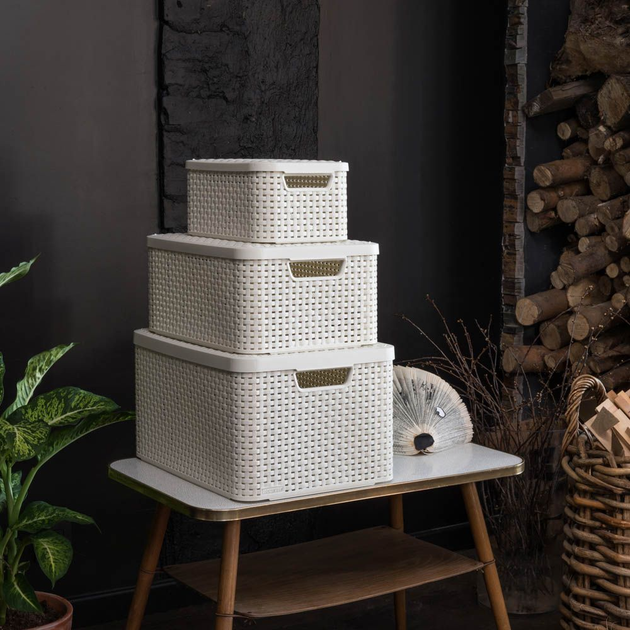 Кошик для зберігання Curver 205862 прямокутний з кришкою L Кремовий (3253923619027) - зображення 5