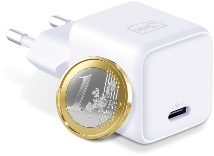 Зарядний пристрій 3mk Hyper Ultra Mini GaN 25W PD, QC3.0, PPS + кабель USB Type-C 1.2 м White (155662) - зображення 3