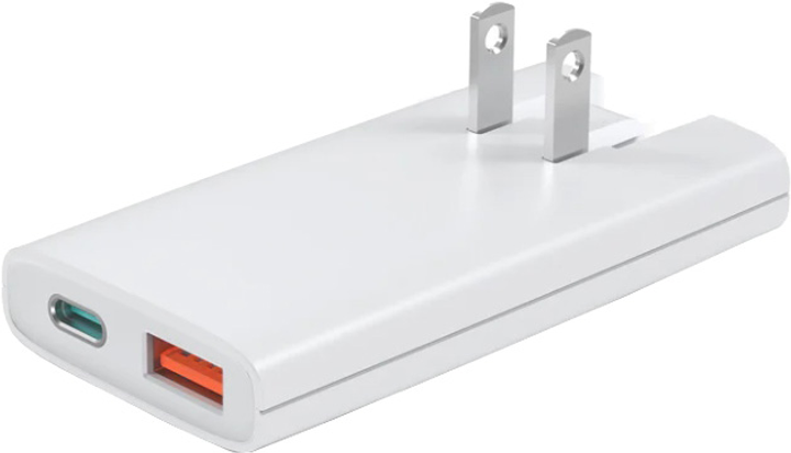 Ładowarka sieciowa CHOETECH 65W GaN USB-C + USB-A Ultra thin White (PD6011-EU-WH) - obraz 1