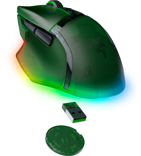 Mysz Razer Basilisk V3 Pro Wireless/Bluetooth/USB 35K Phantom Green (RZ01-05240300-R3G1) - obraz 2