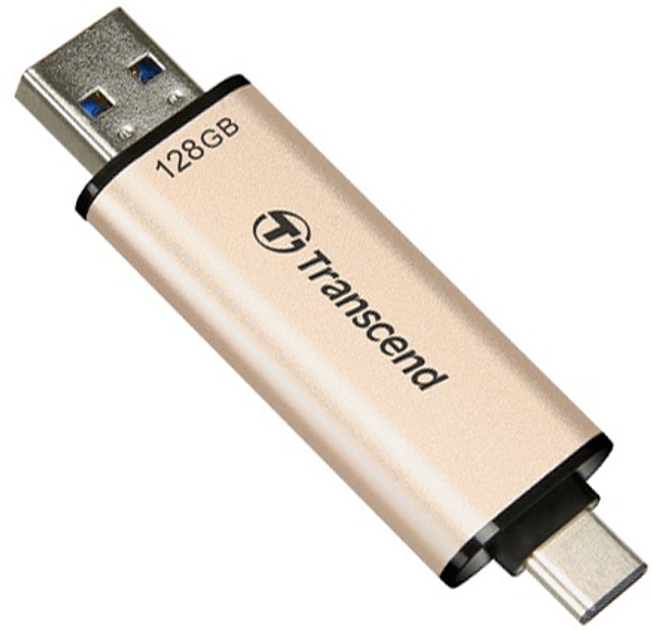 Флеш пам'ять USB Transcend JetFlash 930C 128GB USB 3.2 Gen1 + Type-C Gold-Black (TS128GJF930C) - зображення 2