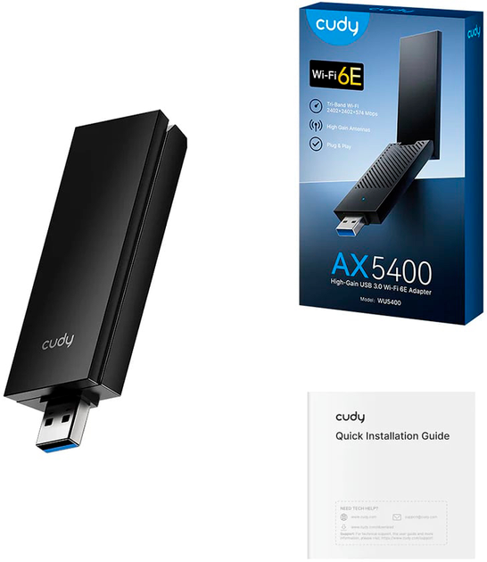Adapter Wi-Fi Cudy WU5400 trójpasmowy z USB 3.0 AX5400 (73-00588) - obraz 8