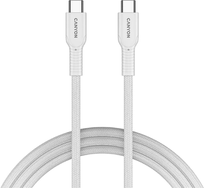 Kabel Canyon OnWire 60CL C-C 60W COLOR Braided 1 m White (CND-CCAP60AB10W) - obraz 1