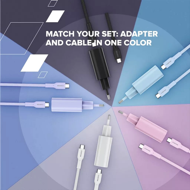 Kabel Canyon OnWire 60CL C-C 60W COLOR Braided 1 m Pink (CND-CCAP60AB10PK) - obraz 4