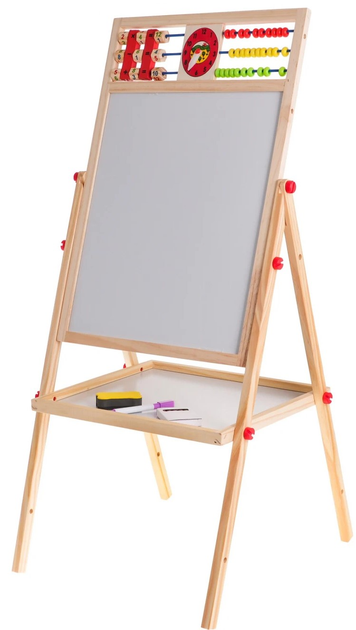 Дерев'яна двостороння дошка для дітей 3+ Освітня магнітно-крейдяна дошка + аксесуари (ZDR.YW-080) (5903864909029) - зображення 3