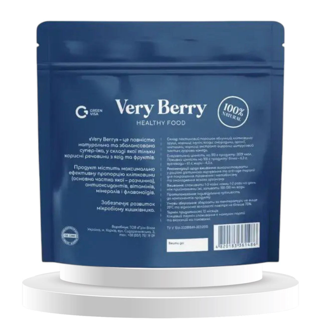 Клетчатка ягод и фруктов с пребиотиками Грин Виза (CREEN VISA Very Berry HEALTHY FOOD SUPERFOODS + Prebiotics), Грин-виза, 300 г - изображение 2