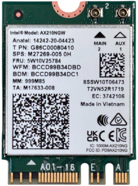 Мережева карта Intel Wi-Fi 6E AX210 M.2 2230 (AX210.NGWG.NV) (955555911425047) - Уцінка - зображення 2