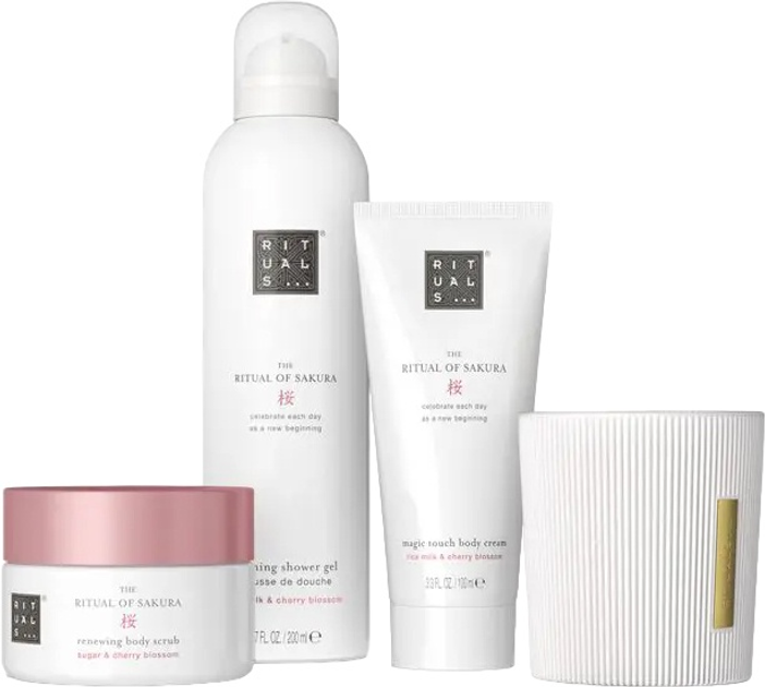 Zestaw Rituals The Ritual Of Sakura Krem do ciała 100 ml + Peeling do ciała 125 ml + Żel pod prysznic 200 ml + Świeca zapachowa 140 g (8719134184549) (955555913143077) - Outlet - obraz 2