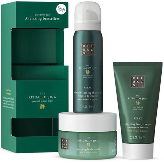 Zestaw Rituals The Ritual Of Jing Trial Set Żel-pianka pod prysznic 50 ml + Peeling do ciała 125 g + Krem do ciała 70 ml (8719134185256) (955555913359384) - Outlet - obraz 1