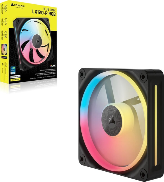 Вентилятор Corsair iCUE Link LX120-R RGB 120 mm PWM Reverse Black (CO-9051049-WW) (A92VG437112ALF) - Уцінка - зображення 3
