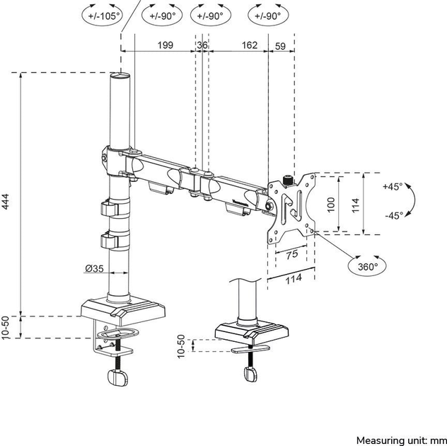 Настільне кріплення для монітора Neomounts DS60-600BL1 10" - 32" (DS60-600BL1) - зображення 12