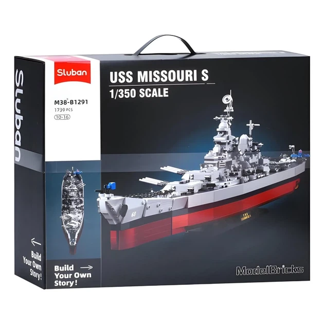 Конструктор Військовий корабель Лінкор USS Missouri S Sluban Model Bricks 1739 деталей - зображення 10