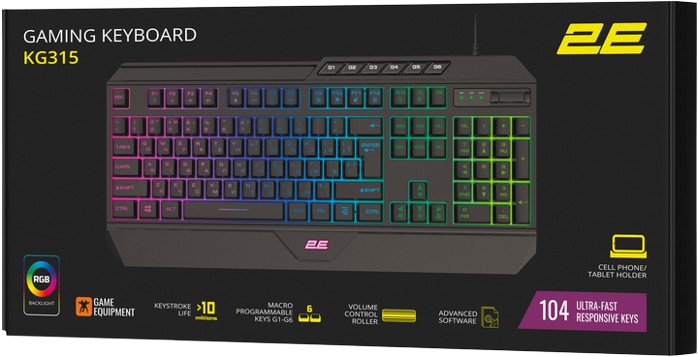 Клавіатура 2E Gaming KG315 RGB Ukr Black (2E-KG315UBK) - Фото 3 Клавіатура 2E Gaming KG315 RGB Ukr Black (2E-KG315UBK) - изображение 3