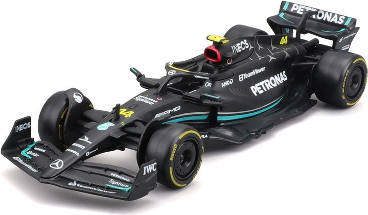Metalowy model samochodu Bburago F1 Mercedes-AMG W14 E44 Lewis Hamilton 1:43 Czarny BB-18-38080-44 (4893993380800) - obraz 2
