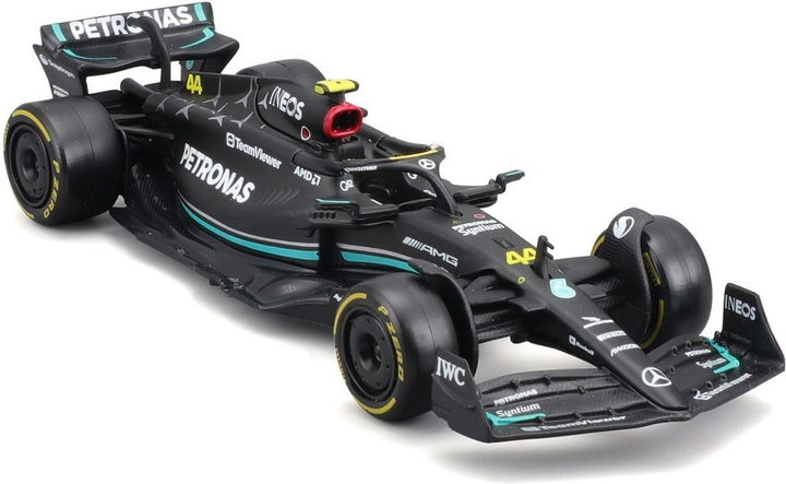 Metalowy model samochodu Bburago F1 Mercedes-AMG W14 E44 Lewis Hamilton 1:43 Czarny BB-18-38080-44 (4893993380800) - obraz 3