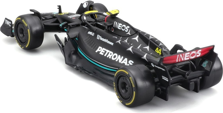 Metalowy model samochodu Bburago F1 Mercedes-AMG W14 E44 Lewis Hamilton 1:43 Czarny BB-18-38080-44 (4893993380800) - obraz 4