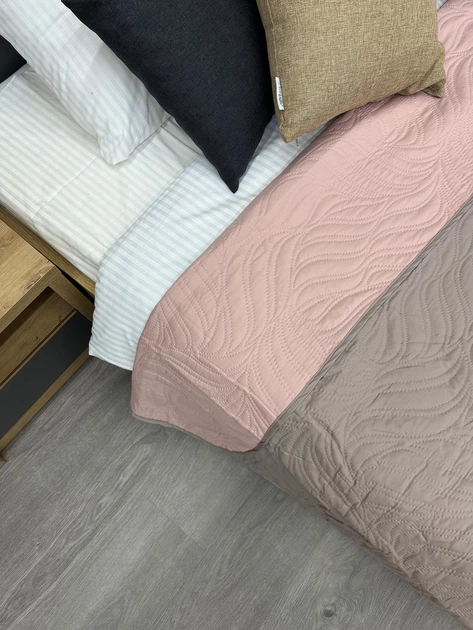 Покрывало двустороннее Decorator Microfiber листья 210х215 см какао с розовым (85-198) - Фото 2 Покрывало двустороннее Decorator Microfiber листья 210х215 см какао с розовым (85-198) - изображение 2
