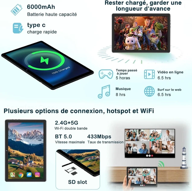 Планшет 10.1" Jusyea J5 6+6/128Gb 8 ядер Android 13 6000 мАч черный - изображение 6