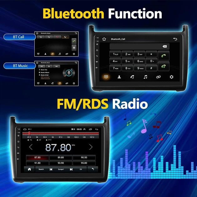 Штатная автомагнитола CAMECHO для VW Polo 6R 6C 9N 2008-2016 / 9" / Сенсорная / 2/64Гб / Android 13 / Apple CarPlay / Android Auto / Bluetooth / WI-FI / GPS / USB Б/В - изображение 5
